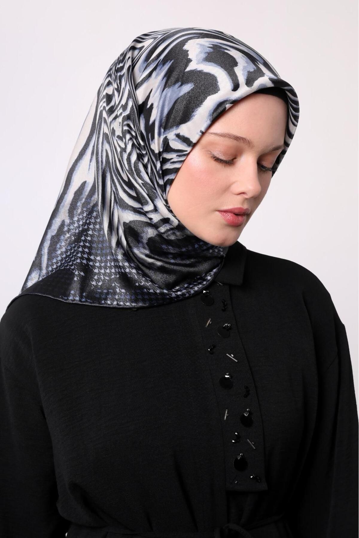 zebra desen eşarp Siyah 0
