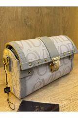 LEVİDOR MONOGRAM GRİ OMUZ ÇANTA Kahverengi AA