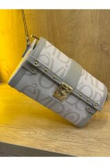 LEVİDOR MONOGRAM GRİ OMUZ ÇANTA Kahverengi AA