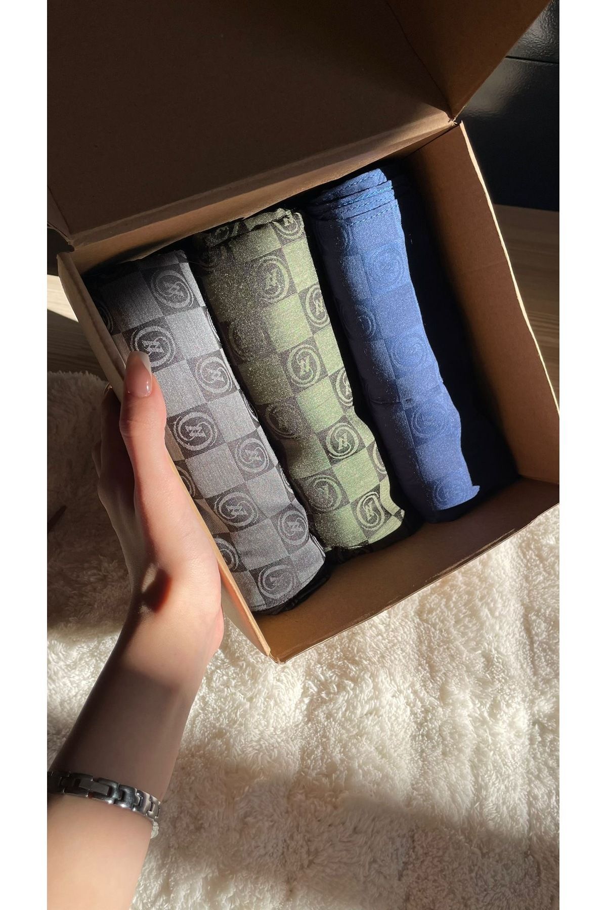 3 lü ithal  kaşmir şal Yeşil Tek Ebat 90 x 180