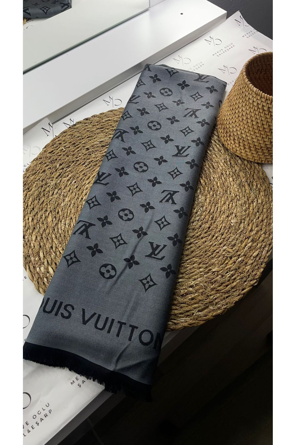 L desen ithal şal Gri Tek Ebat 80 x 180
