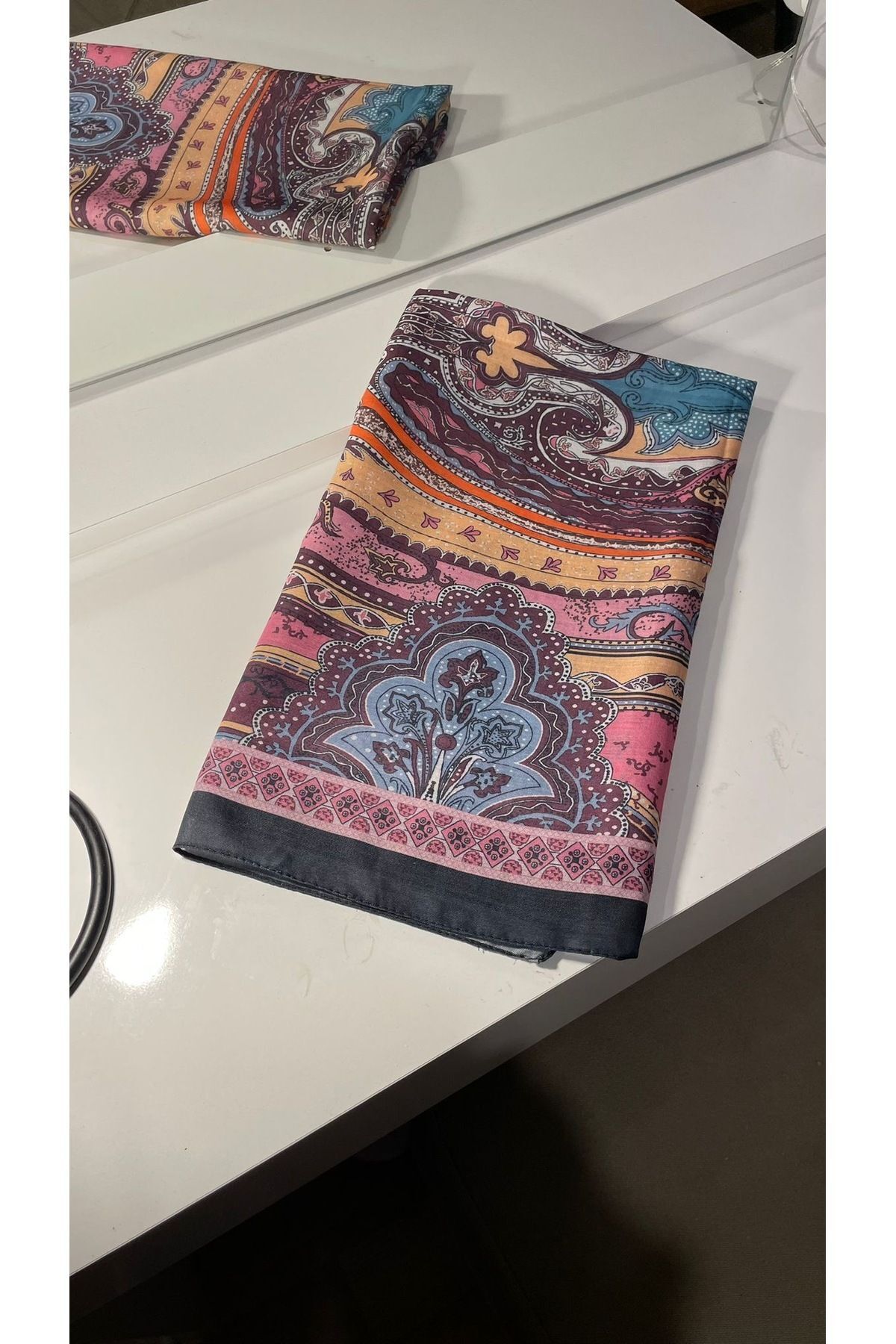 Pembe etro desen şal Çok renkli Tek Ebat 80 x 180